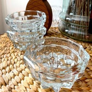 3 Indiana Glass Cubist Candle Holders